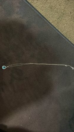 Silver Chain Bracelet with Blue Teardrop Pendant