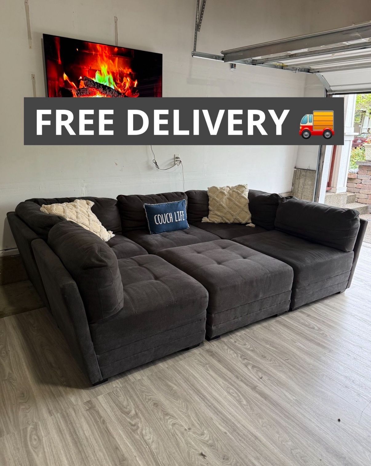 Large Gray Sectional Couch 🛋️- FREE DELIVERY 🚚