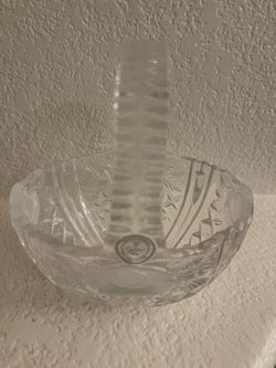 Cut Crystal Glass Basket with Handle