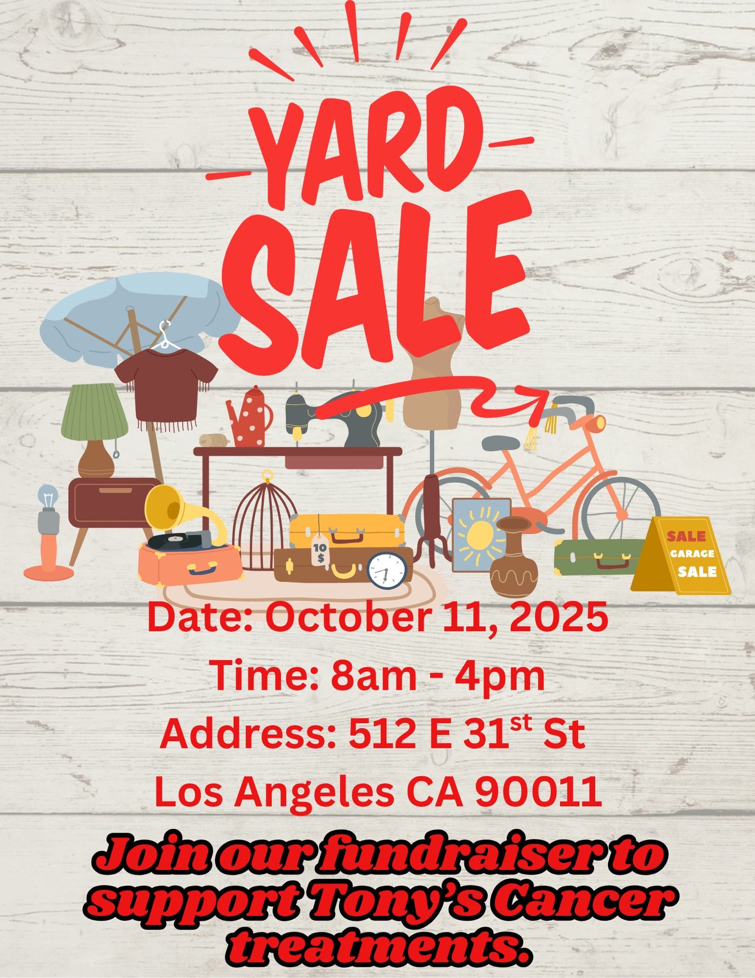 Clothes, Shoes, Decorations, Kitchen Appliances, Kids Clothing, Toys.