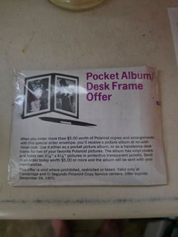 Vintage 1970 Polaroid Pocket Album Desk Frame Promotional Insert Ephemera