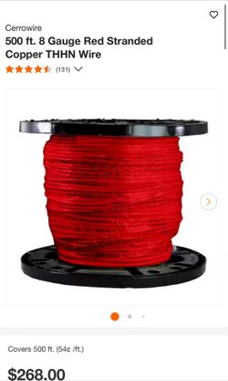 Cerrowire 500 ft. 8 Gauge Red Stranded Copper THHN Wire 