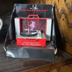Elvis Animated Ornament With Music & Lights Homes Comes Santa Claus & Blue SuedeElvis