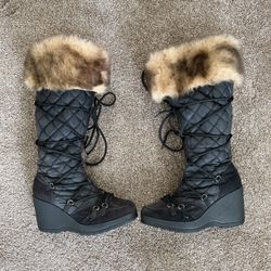 [Like New] High Boots With Wedges