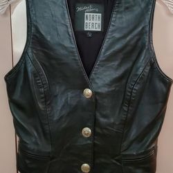 Michael Hoban North Beach Vintage Black Leather Vest - 3/4