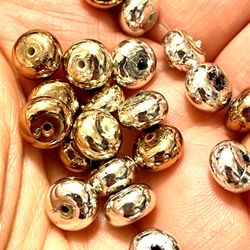 Silver And Gold Metallic Beads 9x6mm 70
