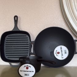 Brand New Jim Beam Cast Iron Cookware Set – 3 Pieces