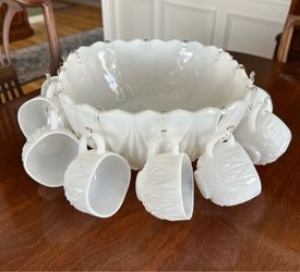 Williamsport White Milk punch bowl set