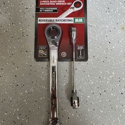 Husky 2-Piece Quad Drive Ratcheting Wrench Set MM 8x10 12x13 16x17 18x19 mm