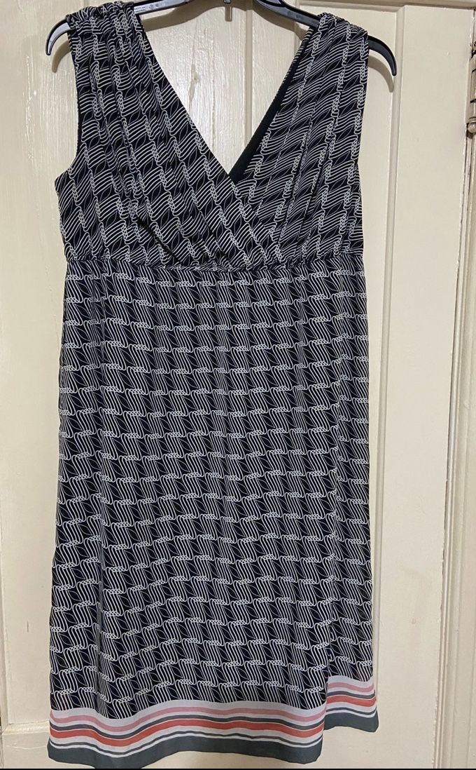 Lane Bryant Black White Striped Hem Midi Dress Women's Size 14