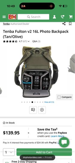 Tenba Fulton v2 16L Photo Backpack (Tan/Olive)