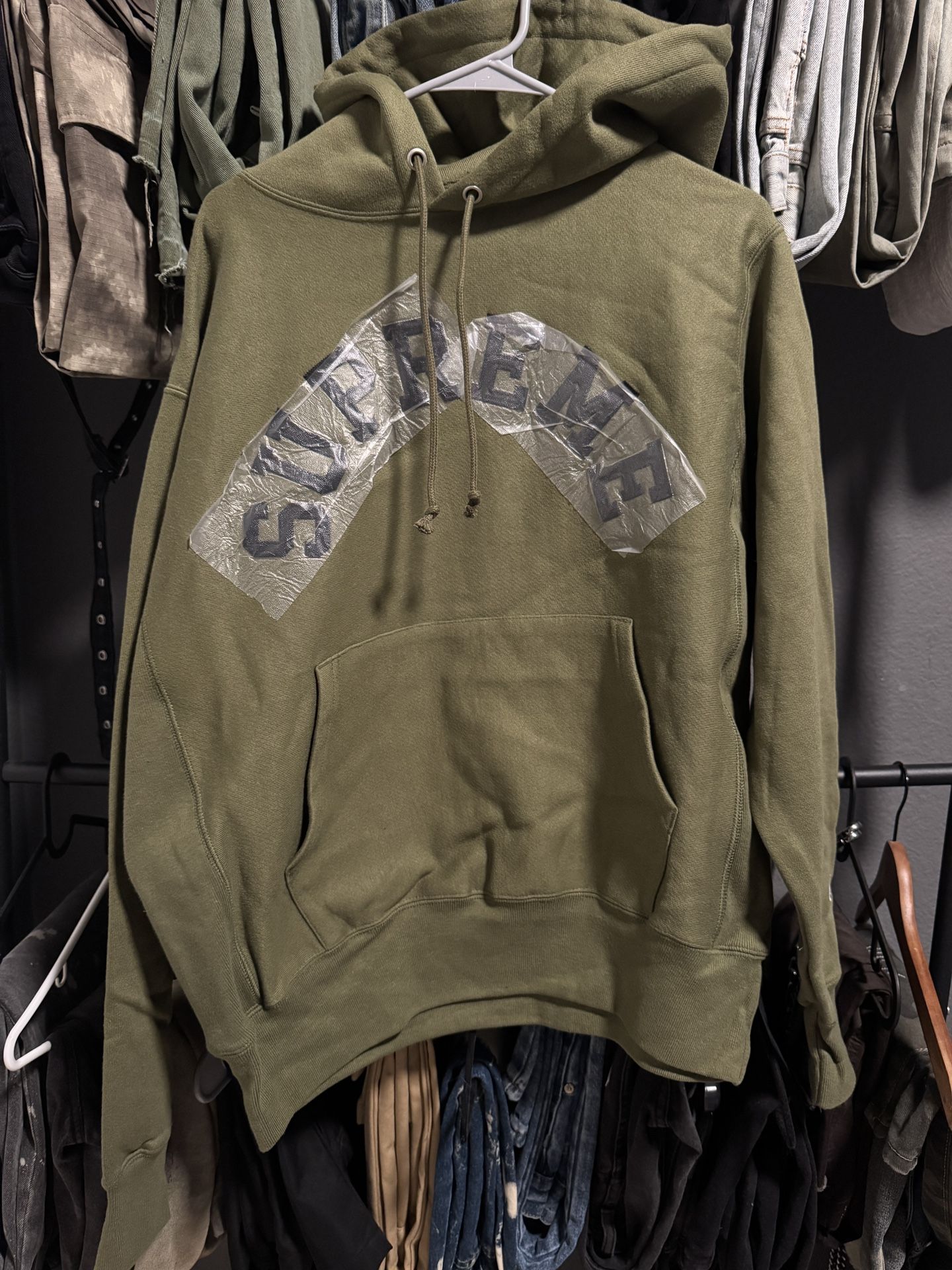 Supreme X Champion SS25 Hoodie Olive