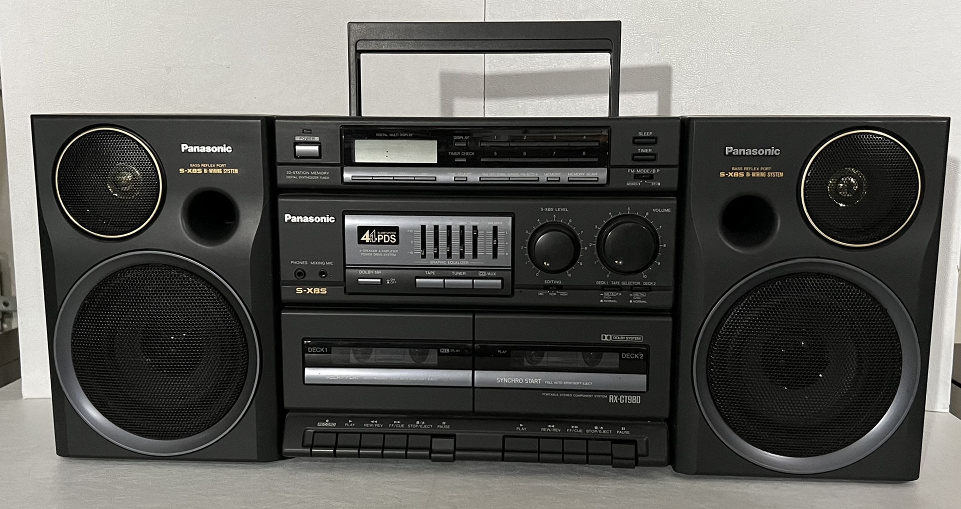 Panasonic RX CT980 S XBS Portable Stereo Dual Cassette Boombox Blaster