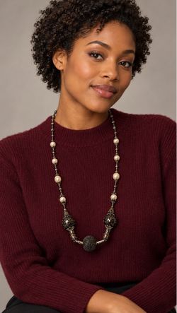 Midnight & Pearl — Sculptural Statement Necklace