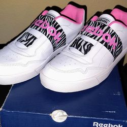 REEBOK - GIRLS SLIP-ON SNEAKERS, PINK ZEBRA, SIZE 6