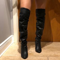 Black Knee High Heels 