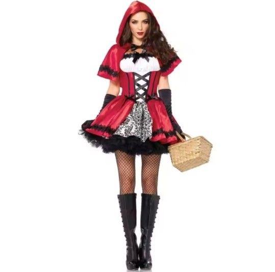 Red Riding Hood Adult Woman's Halloween Costume. Size Large. *Dress *Gloveslets *Cape. (New)
