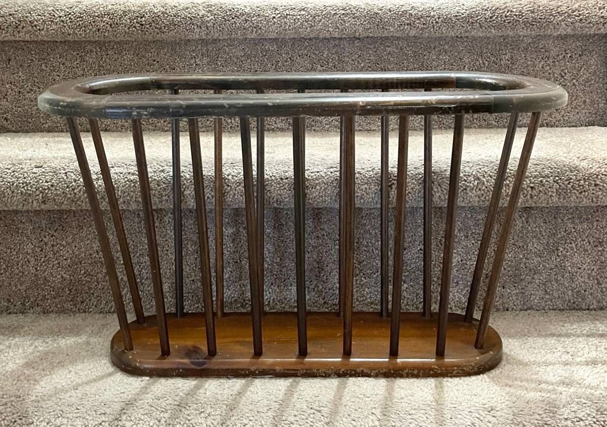 Vintage 60s Mid Century Modern MCM Arthur Umanoff Style Spindle Magazine Vinyl Records Holder