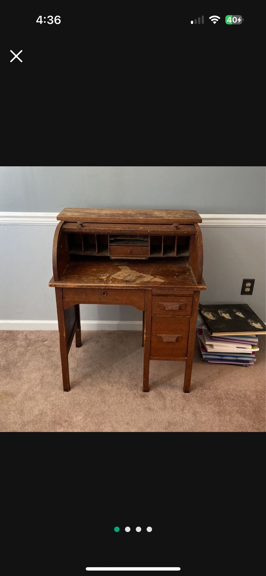 Antique Oak Roll Top Desk circa 1910- Updated price