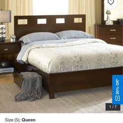 Solid Wood Queen Bed Frame With Storage.