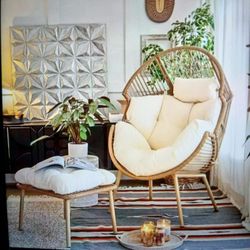 Wicker Egg Chair  Ottoman 
