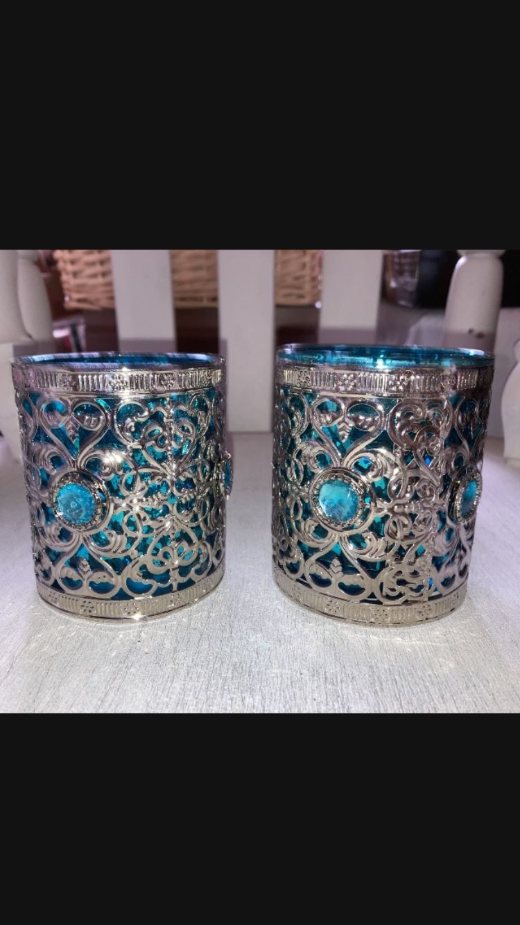 NEW Teal/Silver Candle Holders