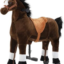 (42.5'' Height) Horse Ride on Toy for 6 Years Old to Adult, Riding Horse Rider Mechanical Walking Action Plush Animal, No Battery or Electricity, Max 