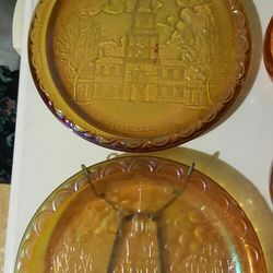 vintage yellow carnival glass 