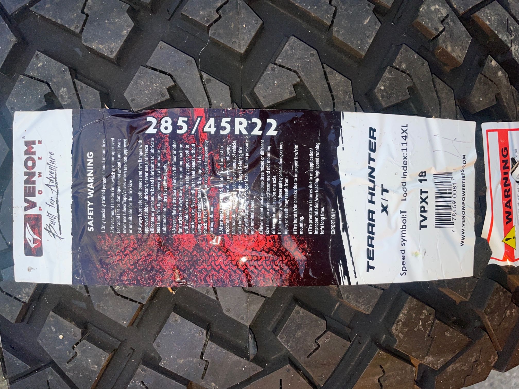 Brand New Venom Power Truck Tire