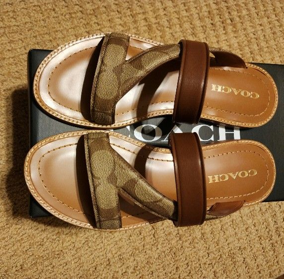 New Coach Leather Sandals 8.5