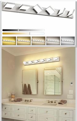 PRESDE 6-Light LED BathroomVanity Light Brushed Nickel Bathroom Light Fixtures Over Mirror Modern Bath Wall Lighting Dimmable 5CCT