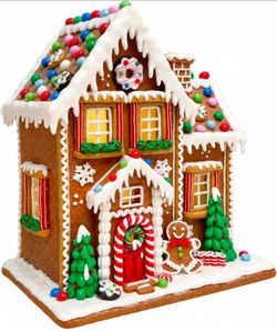 12-Inch Gingerbread House - Battery-Operated Light Up, Clay Dough
Classic Christmas Village Figurines Handcrafted Xmas Holiday Rustic Unique Decoratio