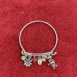 Expressions Hope Bangle Bracelet Charms Silver Sunflower Butterfly Dragonfly Beaded Green Clear Orange Beads Crystals