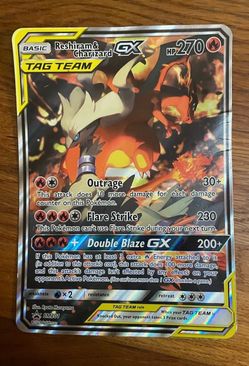 Reshiram & Charizard GX SM201 Sm Holo JUMBO DECENT CONDITION