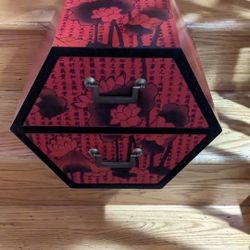 red origental small organizational box antique 