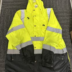 Kishigo RWJ102 Storm Cover Rain Jacket - Yellow/Lime 