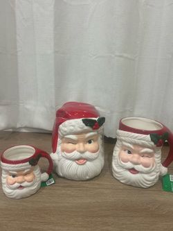 Santa cookie jar canister mug $15 each OBO