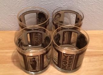 Vintage Set of 4 ROARING 20’s LOW BALL GLASSES