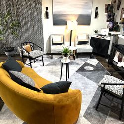 Curved sofa + 2 Chairs