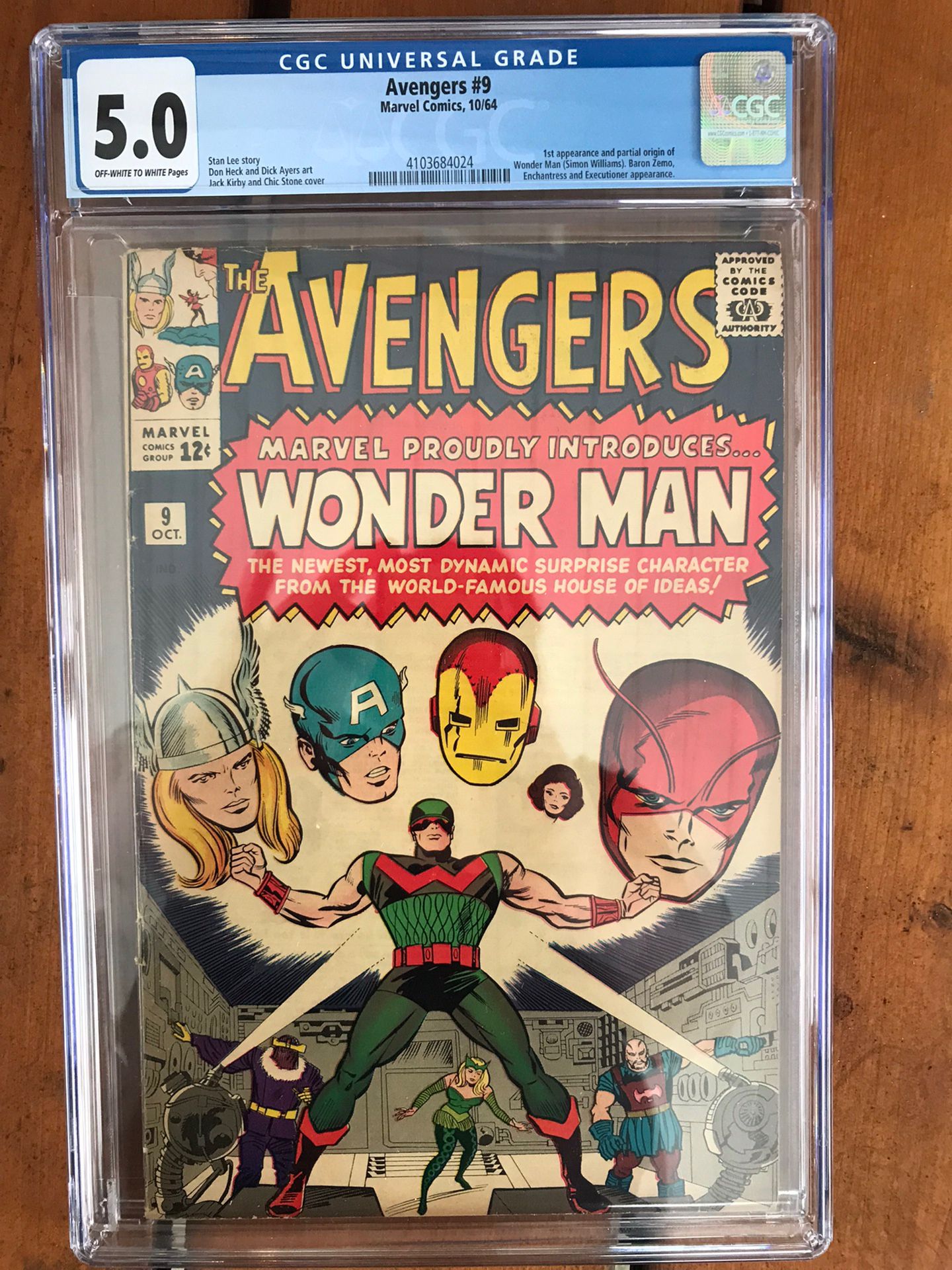 Avengers #9 (1964) CGC 5.0 — O/w to White Pages; 1st & Origin Wonder Man (Simon Williams)