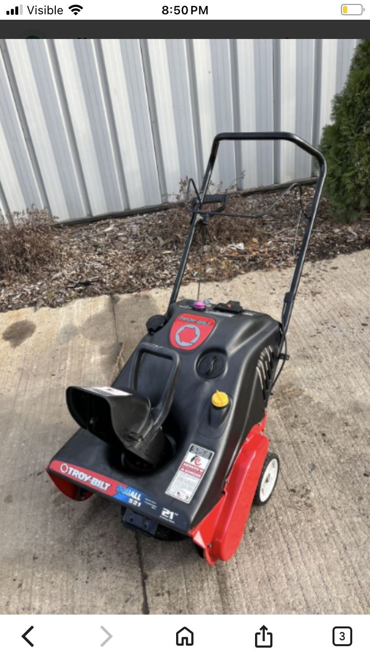 Troy Built Snow Blower 212 Engine And Model 521