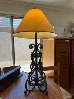 LIKE NEW - HEAVY WROUGHT IRON LAMP - $50