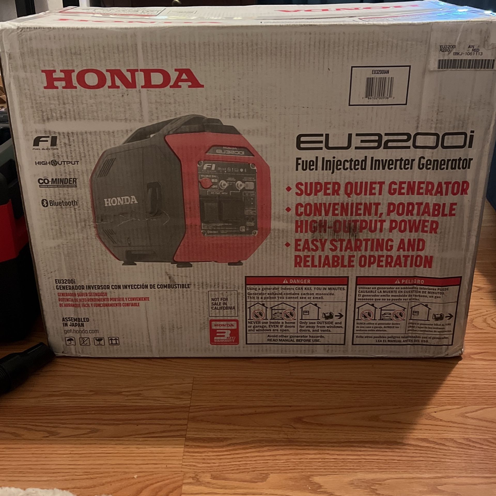 Honda Inverter Generator, 3200 Surge Watts, 2600 Rated Watts, Model# EU3200i