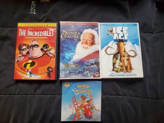 All Dogs O To Heaven 2, The Incredibles, Santa Clause 2 with Tim Allen, and Ice Age DVD MOVIES 