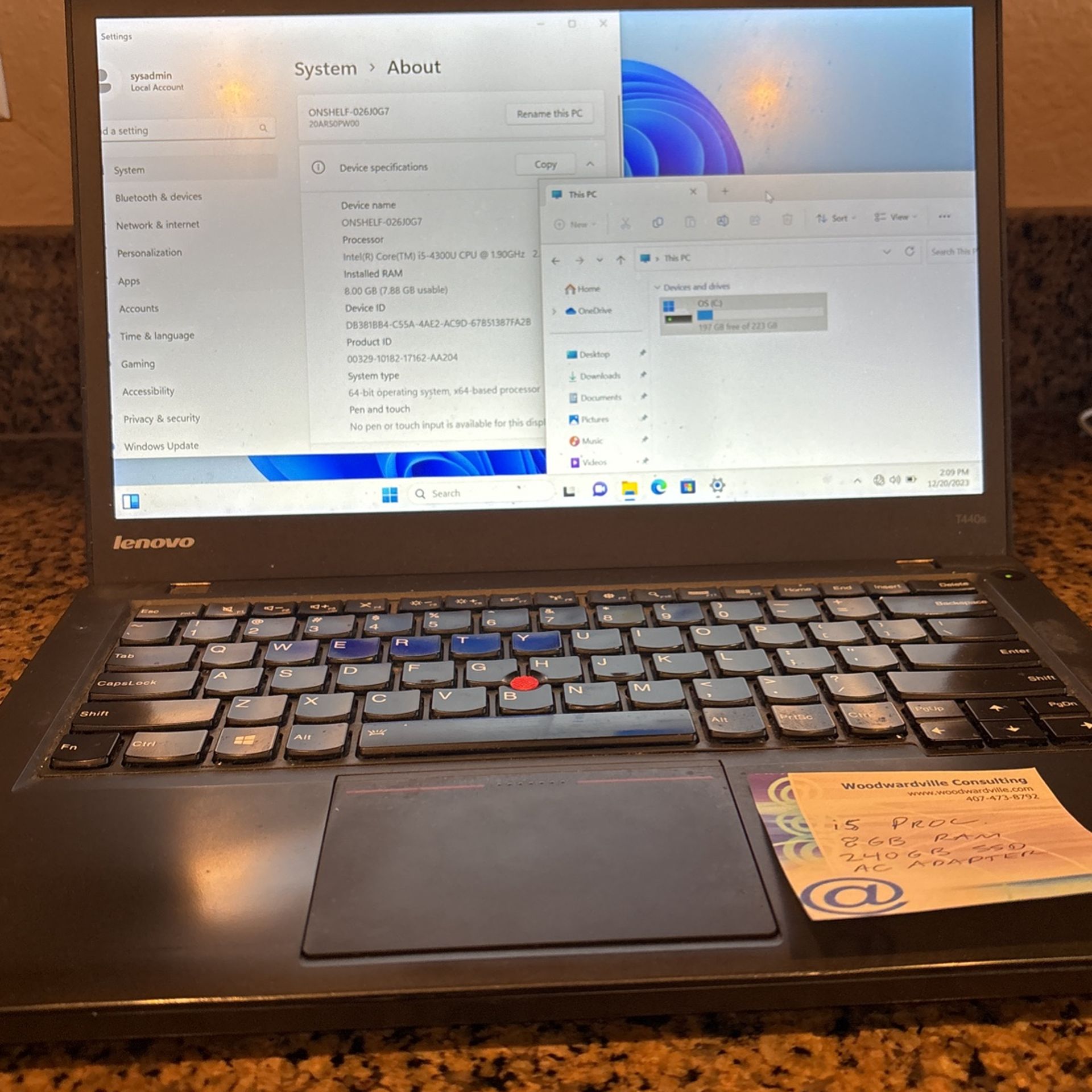 ThinkPad T440s Win 11 i5 / 8GB RAM / 240GB SSD