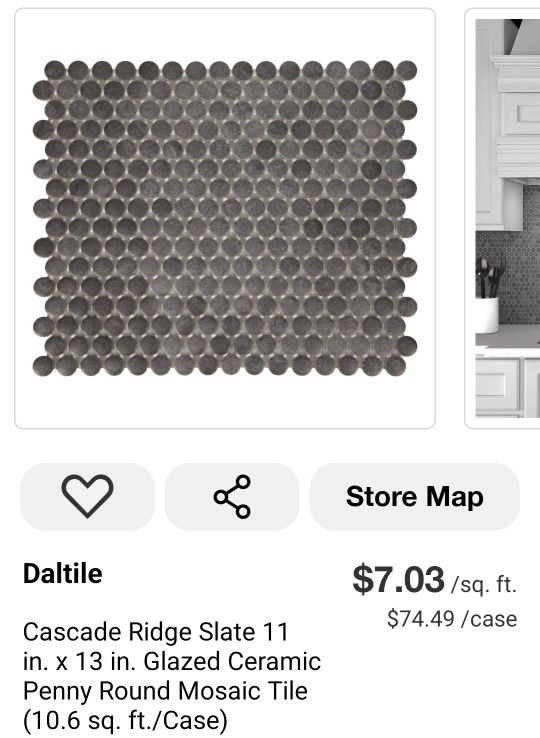 Cascade Ridge Slate 11 in. x 13 in. Glazed Ceramic Penny Round Mosaic Tile (10.6 sq. ft./Case)