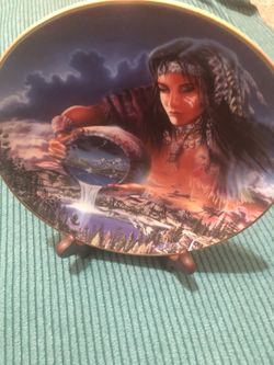 Decorative plate gold trimmed numbered The Waters of Life