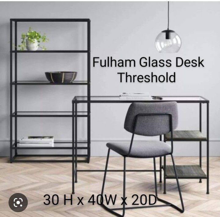 Brand New Threshold  Fulham Glass Desk With Wood 