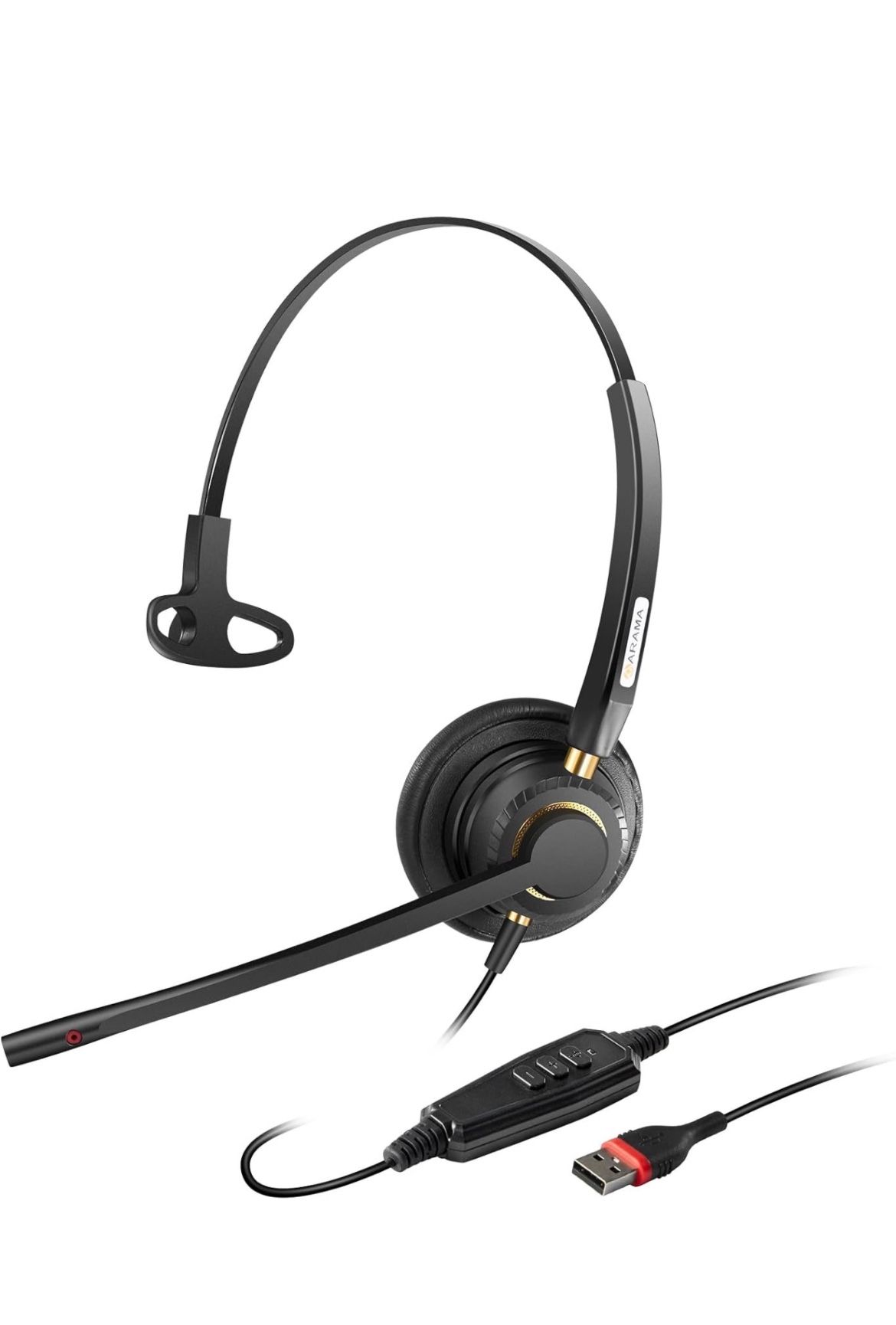 USB Headset with Microphone Noise Cancelling & Audio Controls Ultra Comfort USB Headset with Microphone for Pc Computer Laptop Business Skype UC Webin