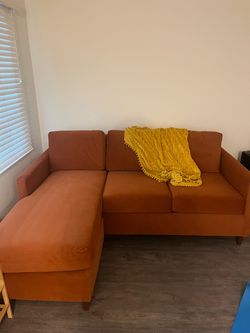 SANTANA BURNT SIENNA VELVET 78" SOFA WITH REVERSIBLE